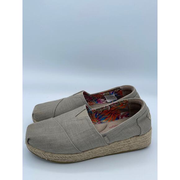 BOBS Skechers Womens 9 Espadrille Slip-On Beige Linen Comfort Shoes Memory Foam - Picture 4 of 7